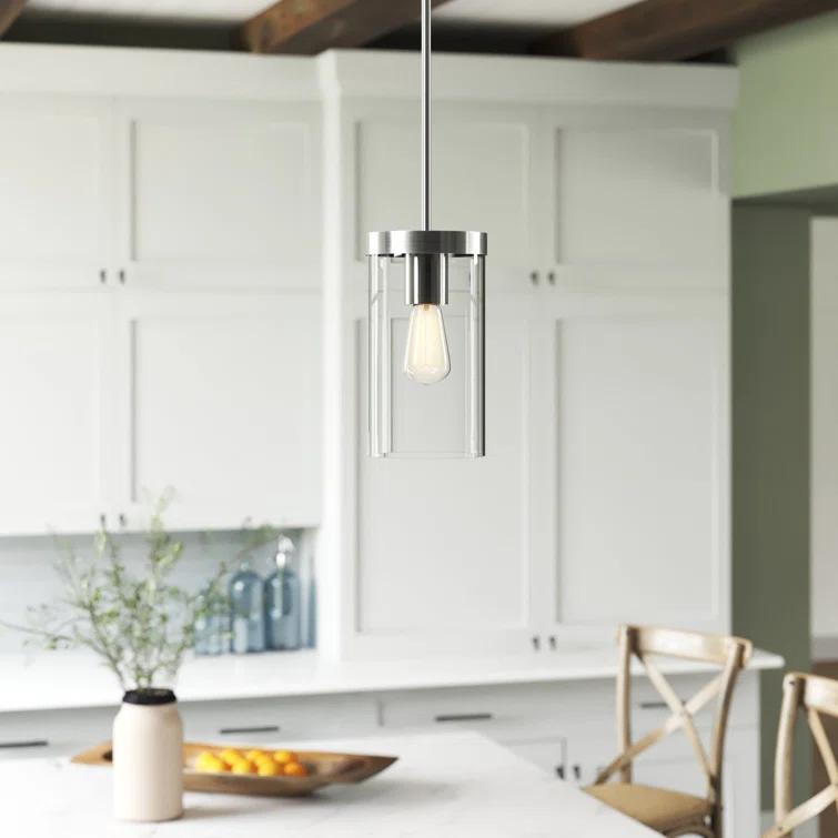 Zire Minimalist Chrome 10'' Glass Pendant Light with LED