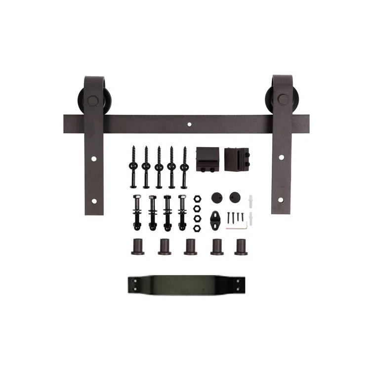 Castle Series Pine Wood Double Sliding Barn Door with Hardware Kit