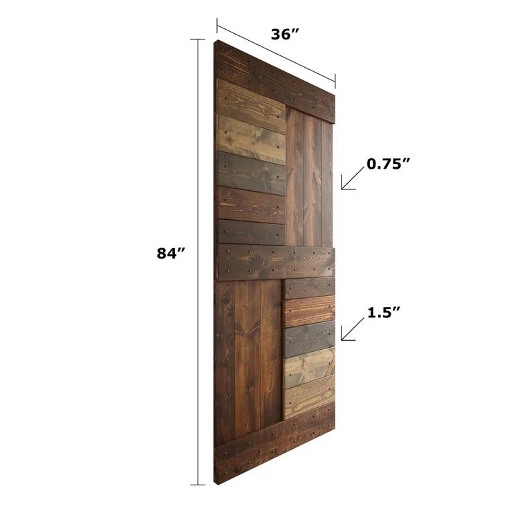 84'' Solid Wood Paneled with Installation Hardware Kit Barn Door