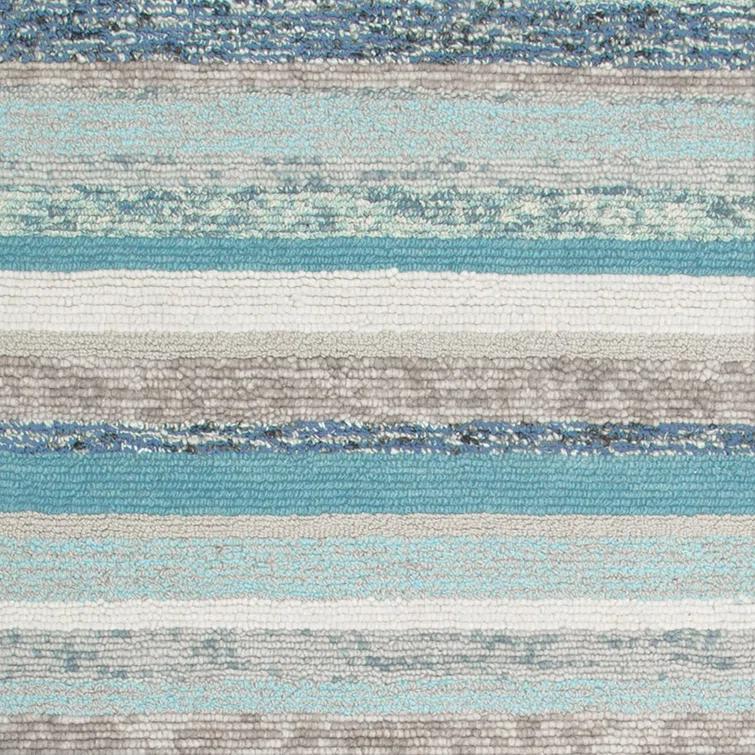 Fairfield Striped Handmade Tufted Blue/White/Brown Area Rug