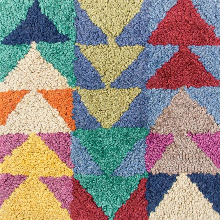 Vintage Quilt Handmade Jute/Sisal Red/Blue/Yellow Rug