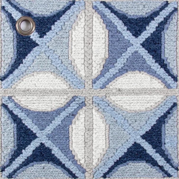 Delphine Hand-Knotted Wool Blue/White Area Rug