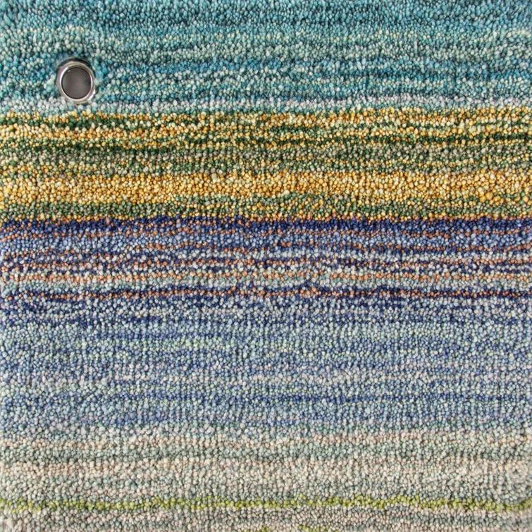 Brushstroke Striped Handmade Tufted Wool Dark Blue/Yellow Area Rug