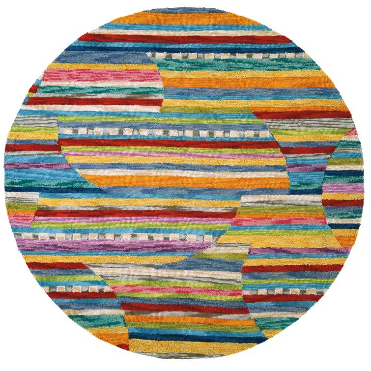 Jubilee Striped Handmade Tufted Wool Orange/Purple/Blue Area Rug