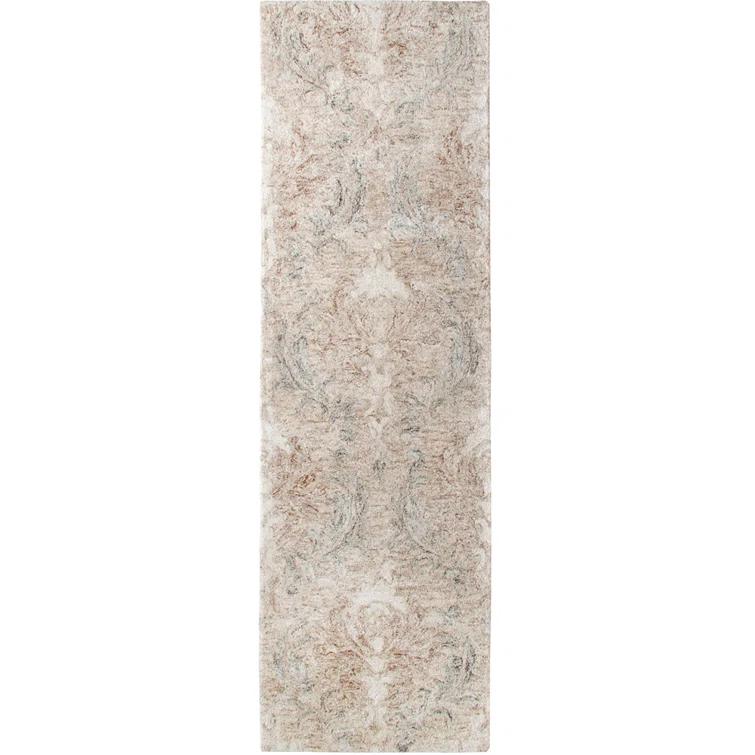 Carrera Damask Handmade Tufted Wool Stone Area Rug