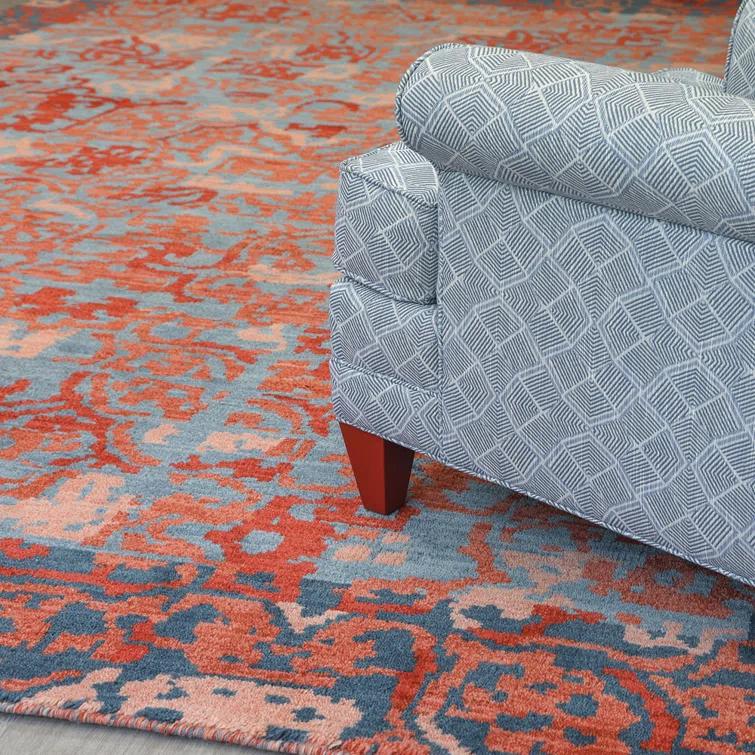 Medina Handmade Wool Navy/Red Area Rug