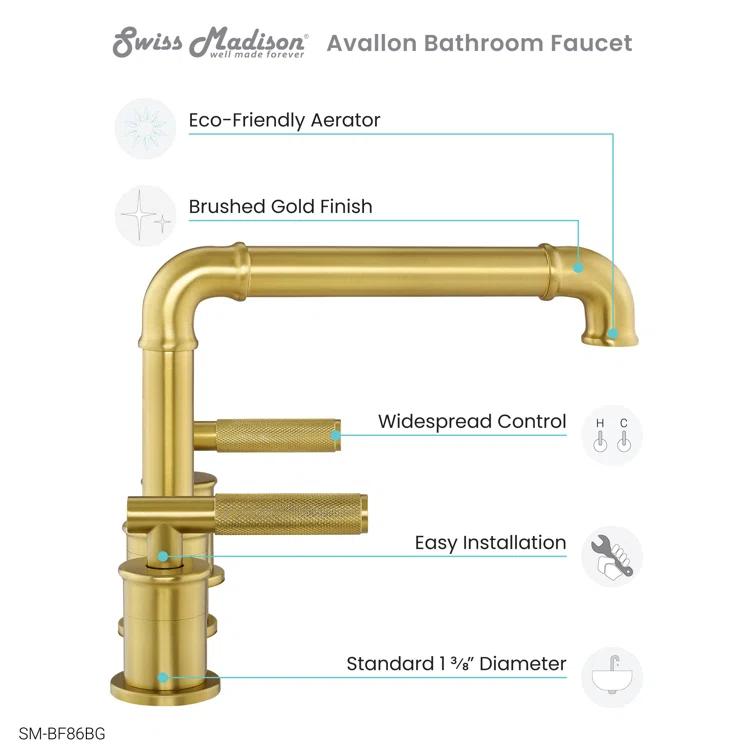 Avallon 8 in. Widespread, Sleek Handle, Bathroom Faucet