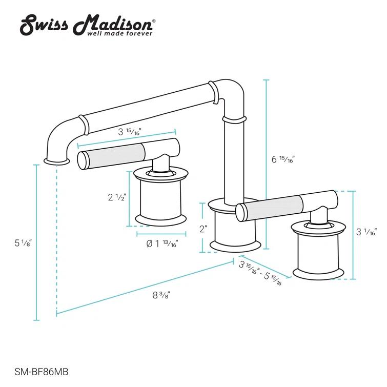 Avallon 8 in. Widespread, Sleek Handle, Bathroom Faucet