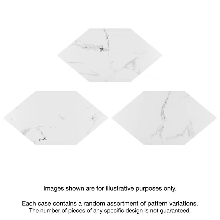 Timeless Calacatta Kayak 6-1/2" x 12-1/2" Porcelain Stone Look Wall & Floor Tile