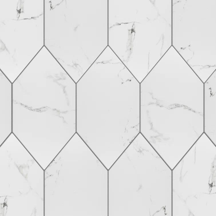 Timeless Calacatta Kayak 6-1/2" x 12-1/2" Porcelain Stone Look Wall & Floor Tile