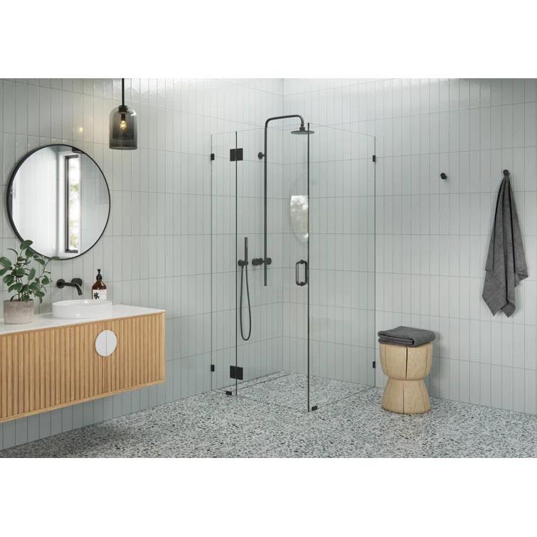 Halo 34.5 in. x 34.5 in. x 78 in. 90-degree Fully Frameless Glass Hinged Shower Enclosure