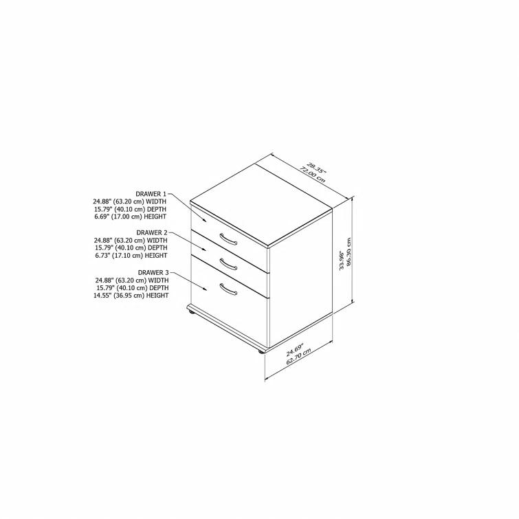 Universal Storage 28.35'' Wide 3 - Drawer Storage Cabinet