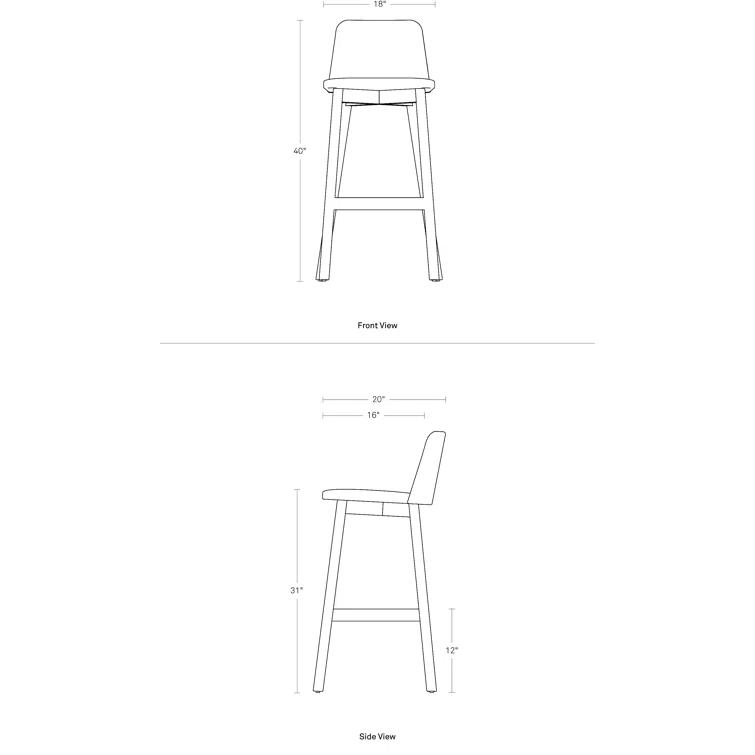 Chip Upholstered Counter Stool with Solid Wood Frame