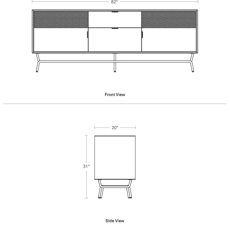 Dang 82" Risk-Averse Gray TV Stand with Brass Details