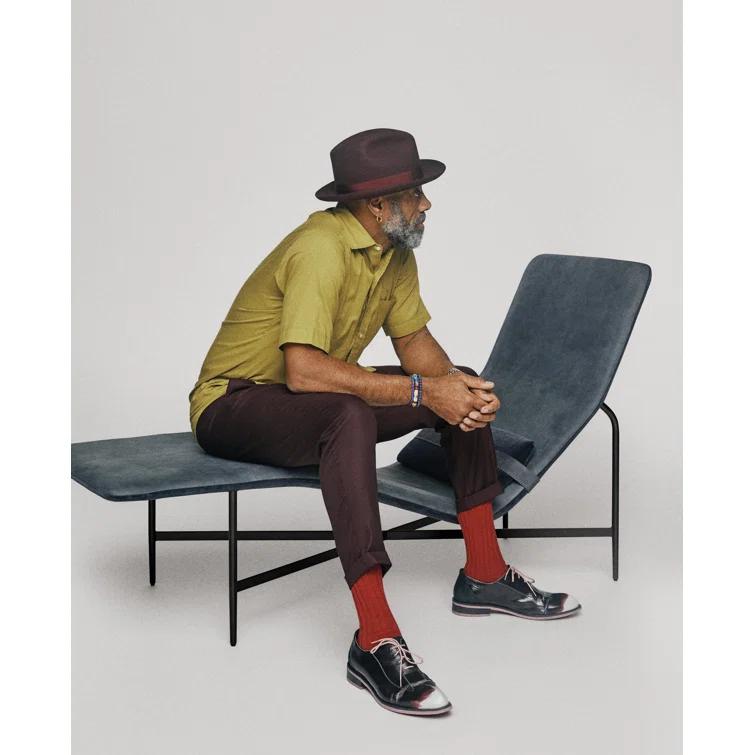 Ink Leather Deep Thoughts Chaise with Adjustable Lumbar Pillow