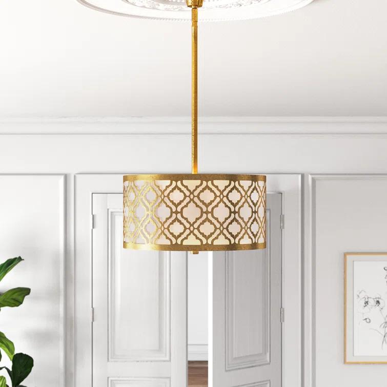 Arabella 2 - Light Distressed Gold Drum Pendant