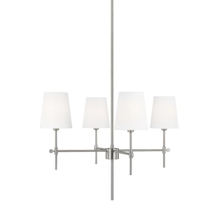 Generation Lighting 4-Light Baker Chandelier Brushed Nickel 3287204-962 | Modern Ceiling Light Fixture for Room Decor| Chandelier for Dining Room or Living Room Uses Standard or LED Light Bulbs