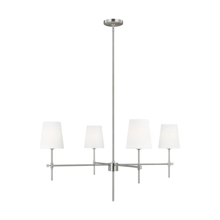 Generation Lighting 4-Light Baker Chandelier Brushed Nickel 3287204-962 | Modern Ceiling Light Fixture for Room Decor| Chandelier for Dining Room or Living Room Uses Standard or LED Light Bulbs