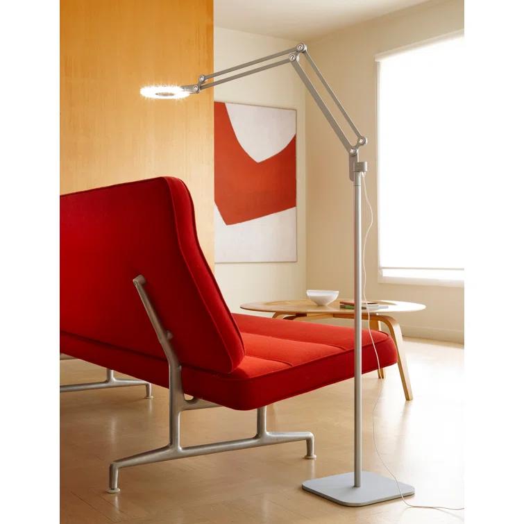 Small Adjustable White Metal LED Floor Lamp