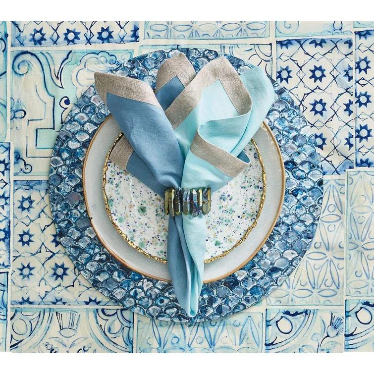 Midnight Iridescent Crystal and Iron Napkin Ring Set