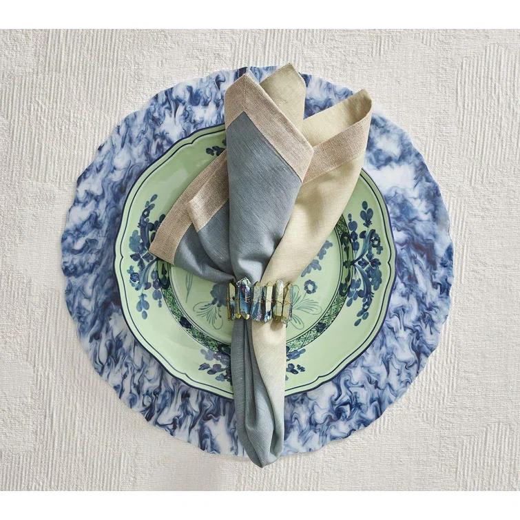 Midnight Iridescent Crystal and Iron Napkin Ring Set