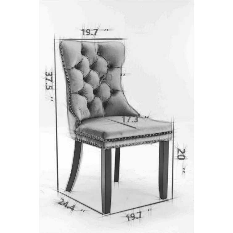 Rosdorf Park Allena Tufted Velvet/Linen Wing Back Parsons Chair (Set of 2)