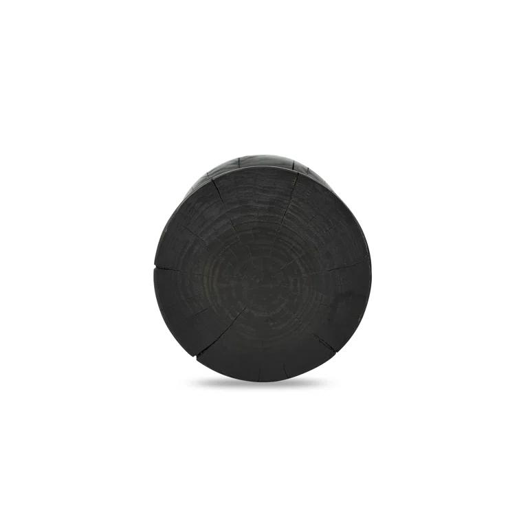 Contemporary Black Pine and Glass Round End Table