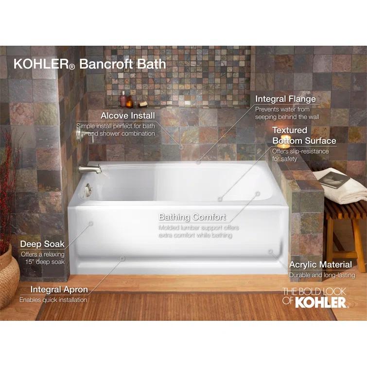 Bancroft® 60" x 32" Alcove Soaking Acrylic Bathtub