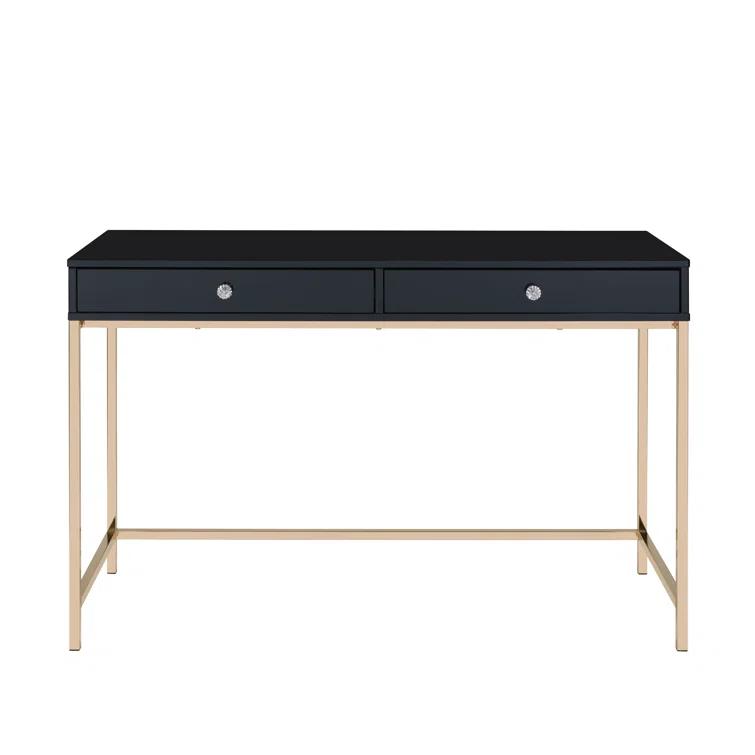 Ottey Writing Desk In High Gloss & Gold Finish,Computer Desk