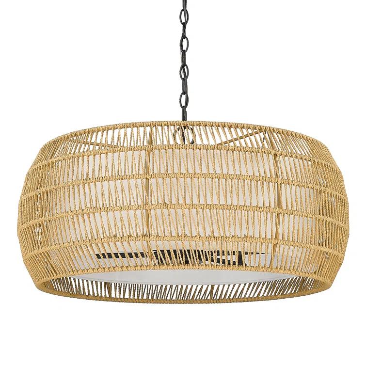 Chapple 6 - Light Steel Dimmable Drum Chandelier