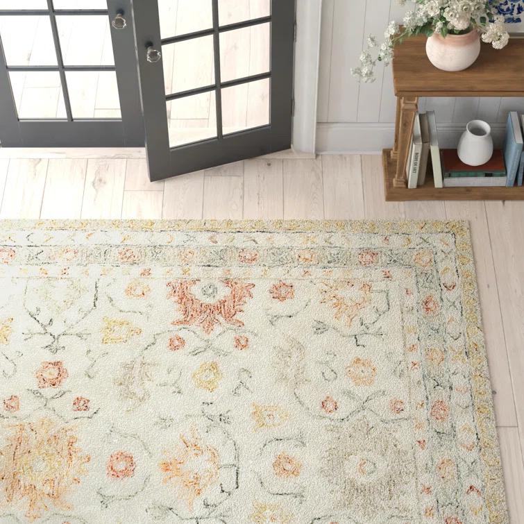 Aden Oriental Hand-Hooked Wool Ivory/Rust Area Rug