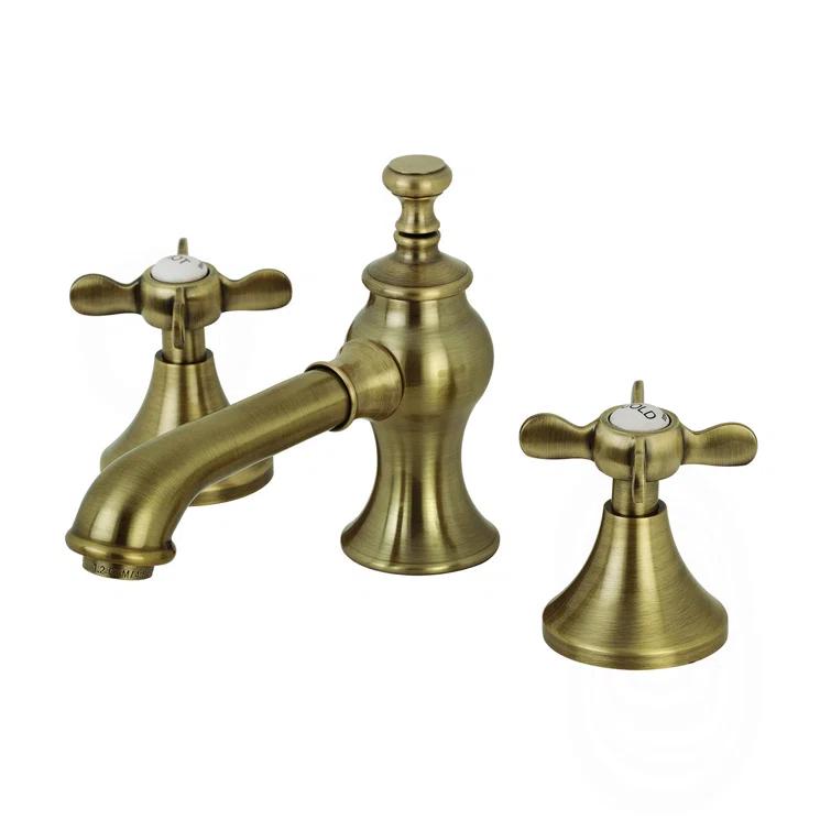 Kingston Brass KC7063BEX Kingston Brass Essex Two-Handle 3-Hole Deck Mount Widespread Bathroom Faucet with Brass Pop-Up Drain