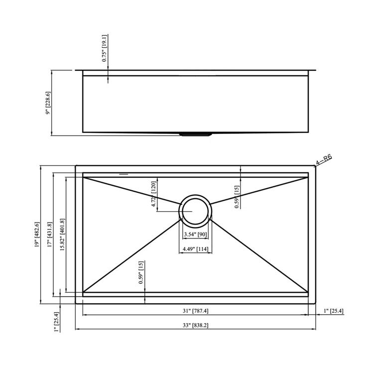 Sarlai S-LUS3319A1 33" L x 19" W Undermount Kitchen Sink Single Bowl 16 Guage Stainless Steel Workstation Sink with Accessories