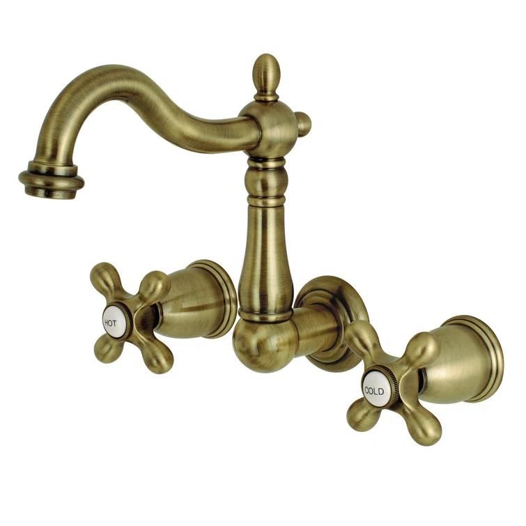 Kingston Brass Heritage Two-Handle 3-Hole Wall Mount Bathroom Faucet