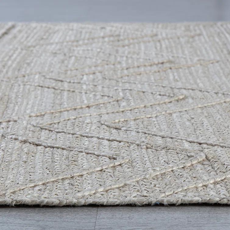 Albans Chevron Handmade Hand-Loomed Jute Area Rug in Ivory