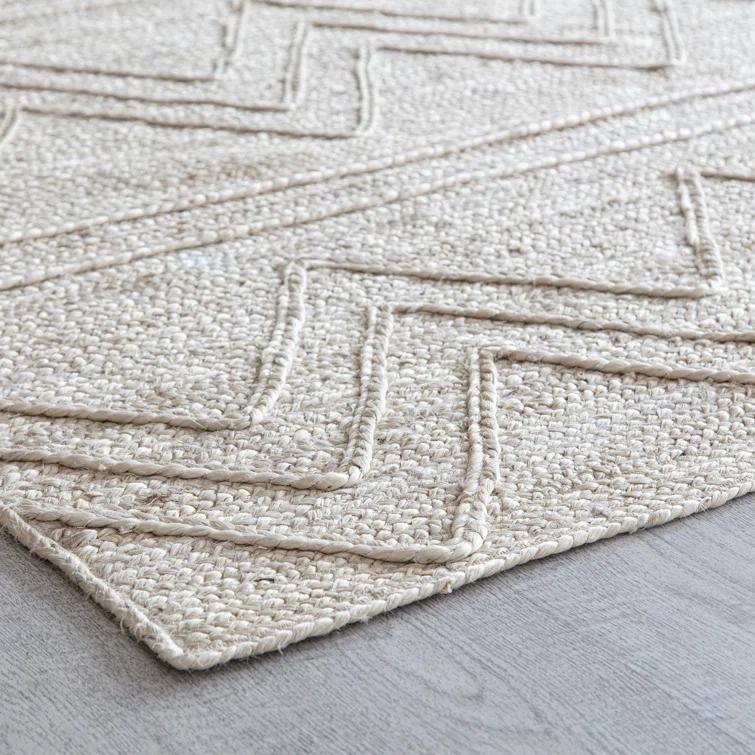 Albans Chevron Handmade Hand-Loomed Jute Area Rug in Ivory
