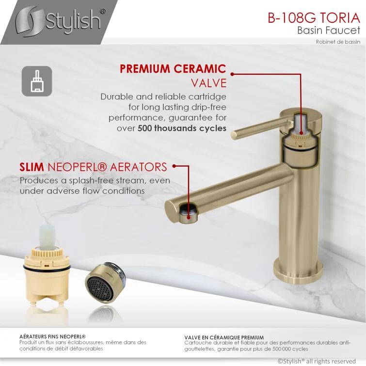 STYLISH Stylish Solace Toria One-Handle 6 3/8" Centerset Bathroom Faucet B-108G