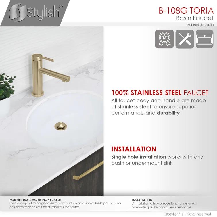 STYLISH Stylish Solace Toria One-Handle 6 3/8" Centerset Bathroom Faucet B-108G