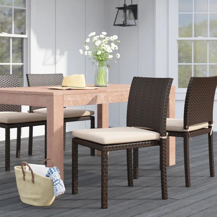 Sonlin Outdoor Stacking Dining Side Chair with Cushion