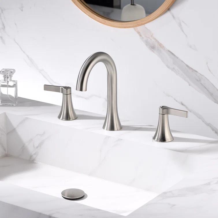 Widespread Bathroom Faucet with Drain Assembly