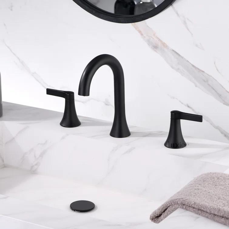 Widespread Bathroom Faucet with Drain Assembly