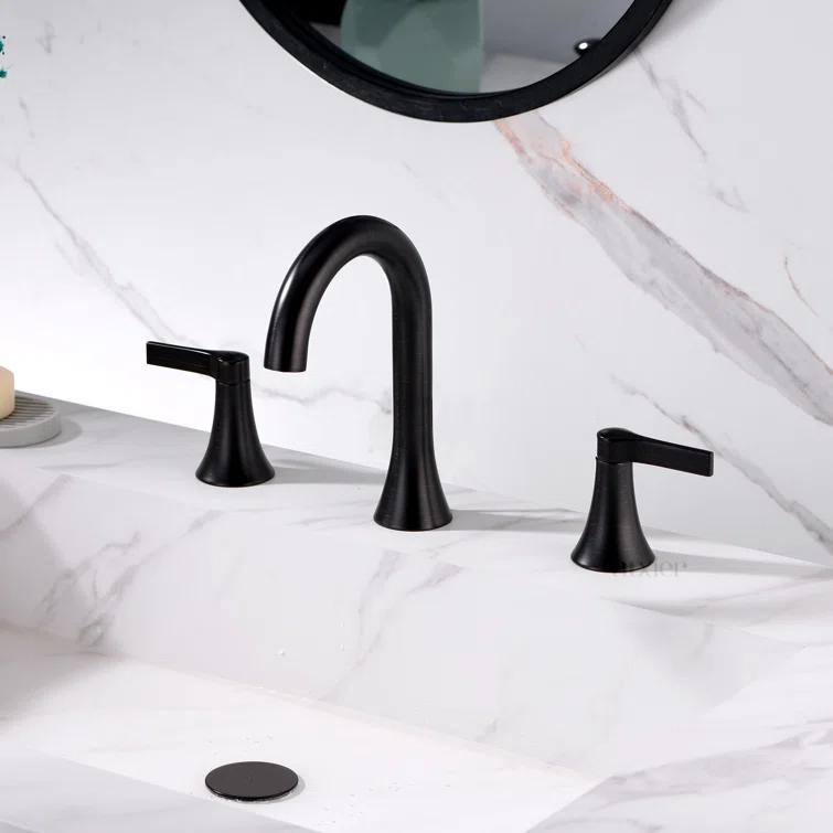 Widespread Bathroom Faucet with Drain Assembly