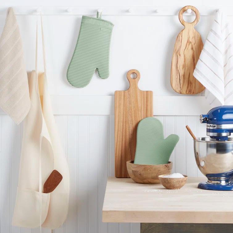 KitchenAid Pistachio Ribbed Soft Silicone Oven Mitts, Set of 2