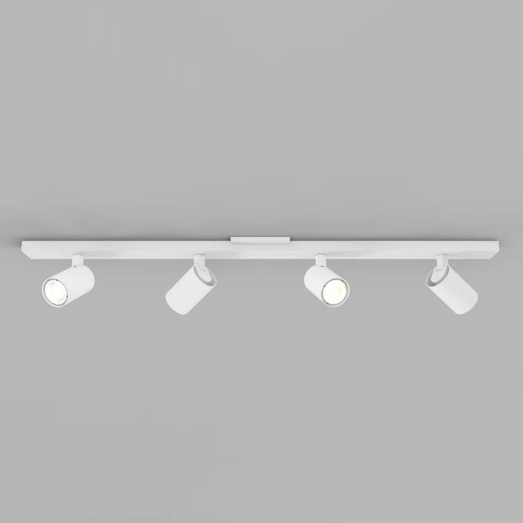 Contemporary Textured White Metal LED Spotlight Track, 35"