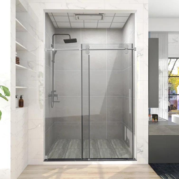 60'' W 76'' H Semi-Frameless Rectangle Reversible Shower Enclosure