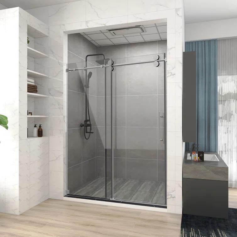 60'' W 76'' H Semi-Frameless Rectangle Reversible Shower Enclosure