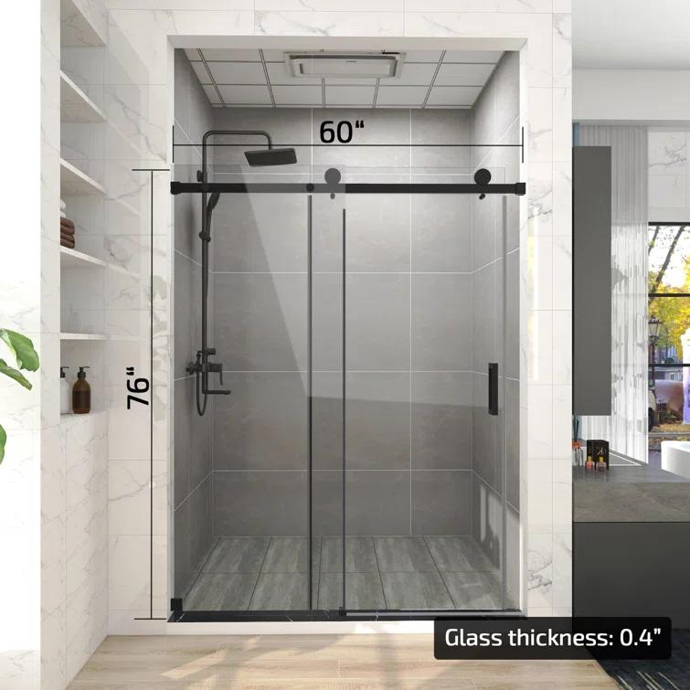HHK HOME 60'' W 76'' H Frameless Rectangle Shower Enclosure HHKSS05-MB-6076