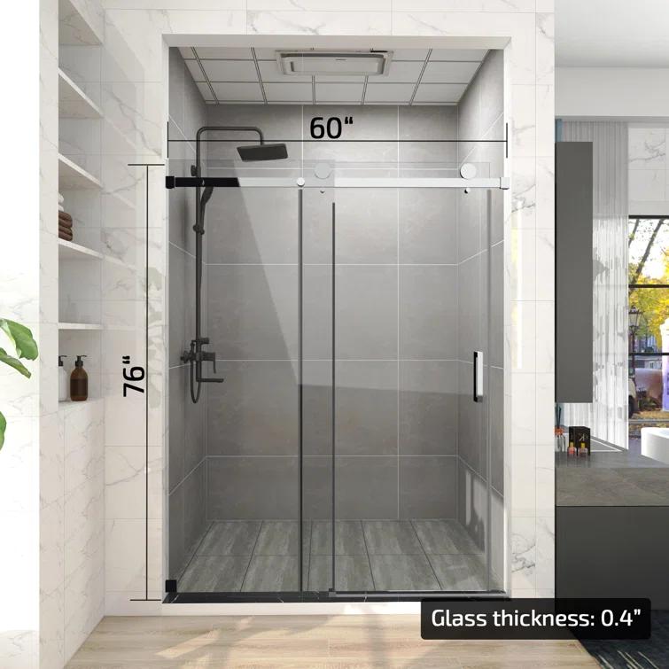 HHK HOME 60'' W 76'' H Frameless Rectangle Shower Enclosure HHKSS04-CH-6076