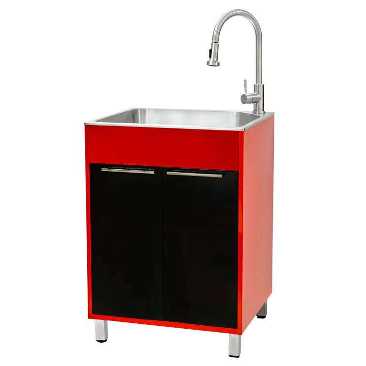 All-In-One 24.1" L x 21.3" W Free Standing Laundry Sink with Faucet