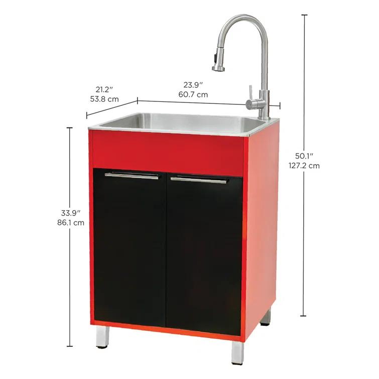 All-In-One 24.1" L x 21.3" W Free Standing Laundry Sink with Faucet